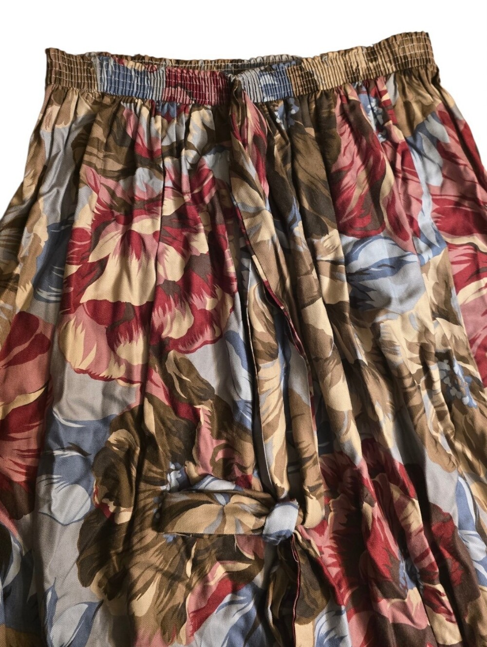 Vintage 90s The Original Pants Plus Floral Maxi Skirt Blue Burgundy Taupe Size L - Picture 7 of 12